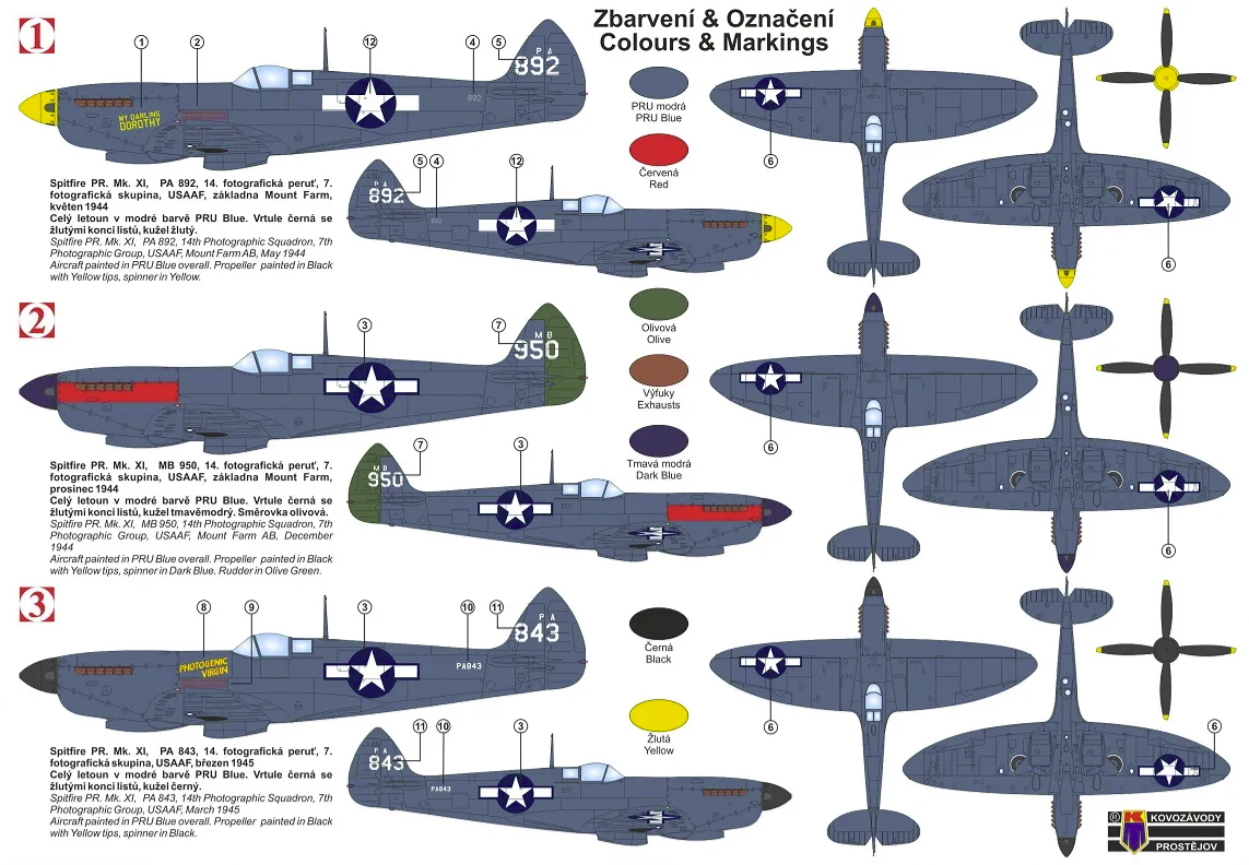 Kovozavody Prostejov KPM0291 Spitfire PR. Mk. XI „USAAF“ 1/72 – zdjęcie 2