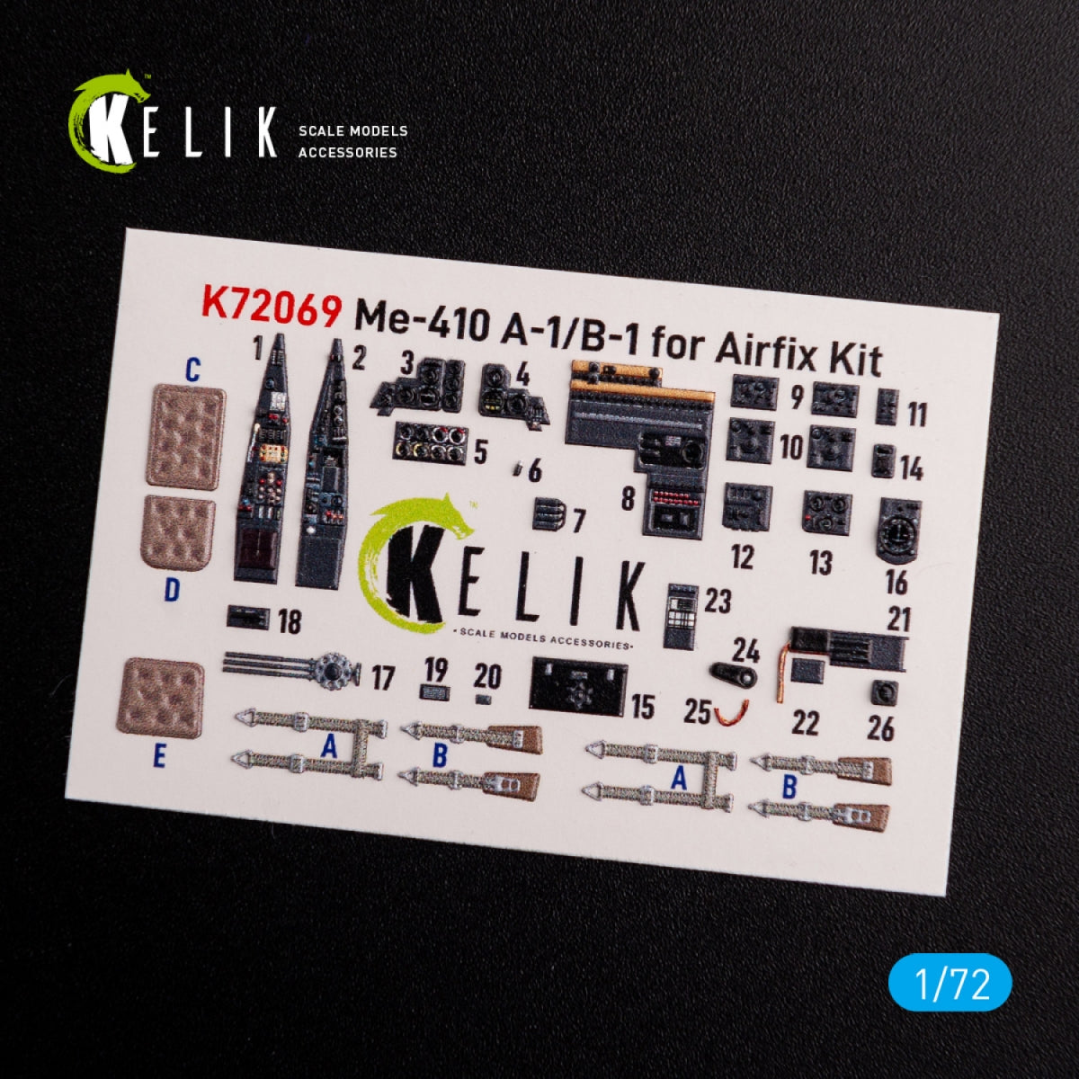 Décalcomanies 3D intérieures KELIK K72069 pour maquette Airfix au 1/72 du Messerschmitt Me410A-1 – image 2