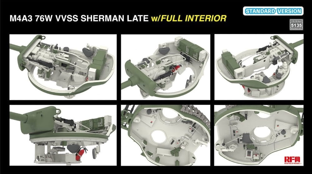 Rye Field Model 5135 M4A3 76W VVSS Sherman Late Standart Version Full Interior 1/35 – image 5
