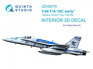 Quinta Studio QD48279 F/A-18C early 3D-Printed &amp;amp; colored Interior on decal paper (HobbyBoss) 1/48