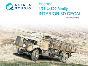 Quinta Studio QD35085 L4500 family 3D-Printed &amp;amp; colored Interior on decal paper (Zvezda) 1/35