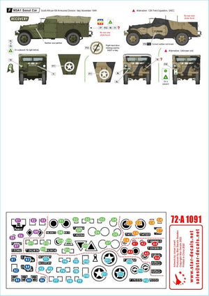 Star Decals 72-A1091 SA Tanks and AFVs in Italy South African Sherman IIA, Sherman Firefly VC, Sherman V AOP, M3A1 Scout Car, Humber Scout Car. 1/72 – image 3
