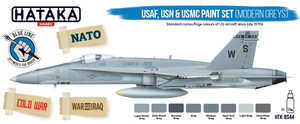 Hataka HTK-BS44 BLUE LINE – USAF, USN &amp;amp; USMC paint set (modern grays) 8x17ml – obrázek 2