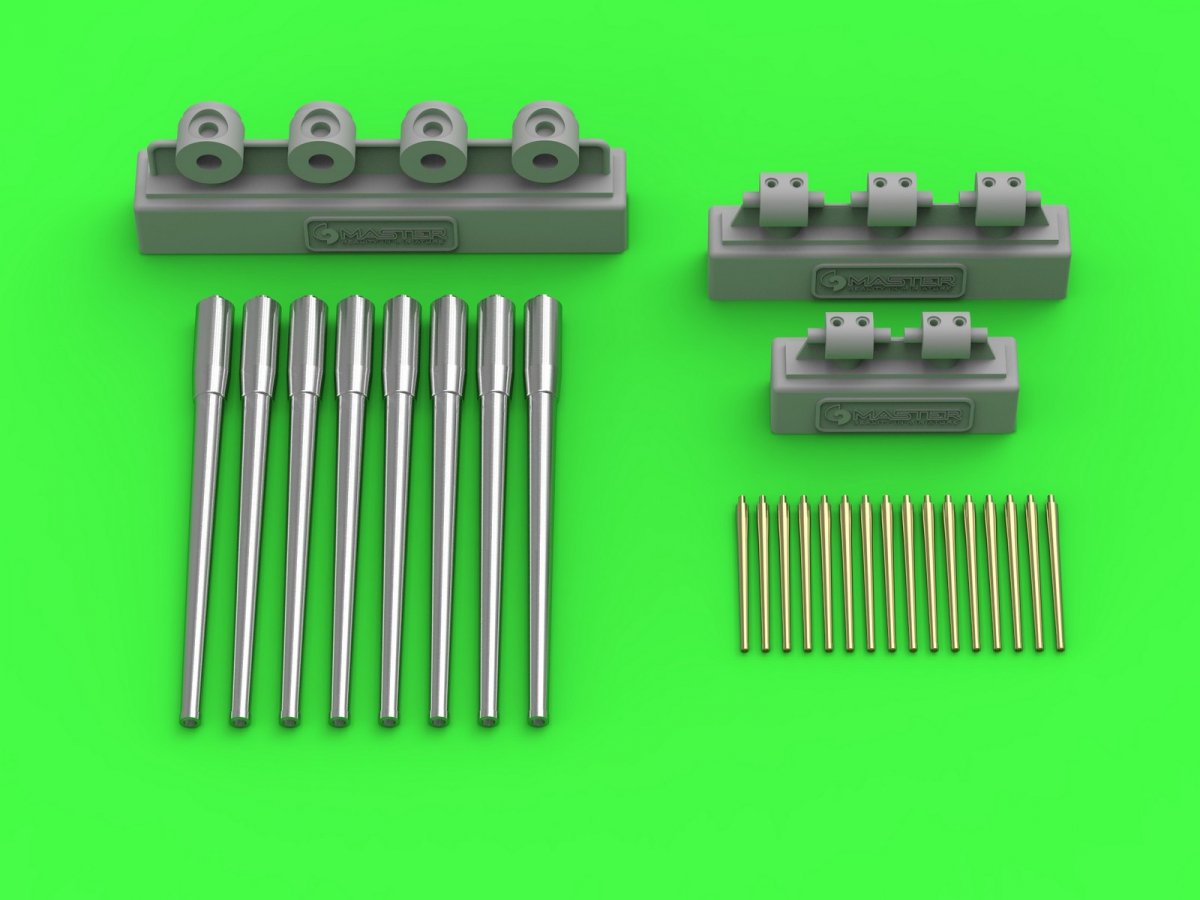 Master SM-350-101 Battleship Dunkerque/Strasbourg armament – ​​330mm barrels (8 pcs.), 130mm barrels (16 pcs.) with resin elements for mounting the barrels (1/350)