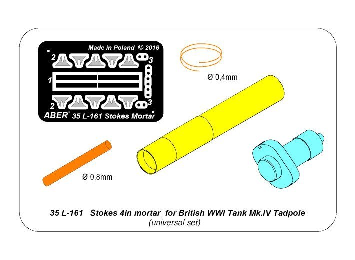 Aber 35L-161 Stokes 4in mortar for British WWI Tank Mk.IV Tadpole 1/35 – image 6