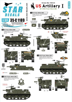 Star Decals 35-C1189 US Artillery 1st Korean War 1950-53 1/35