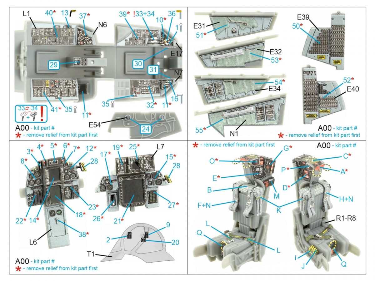 Quinta Studio QD48396 F-14B 3D-Printed &amp;amp; colored Interior on decal paper (Hobby Boss) 1/48 – image 2