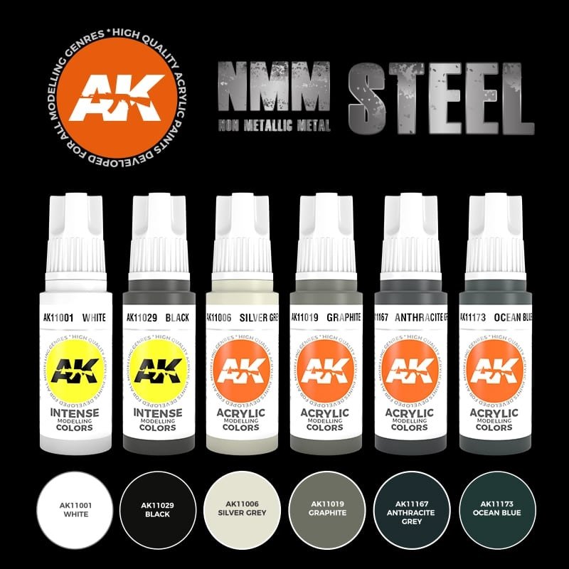 AK INTERACTIVE AK11601 3G Non Metallic Metal Steel 6x18 ml – obrázek 2