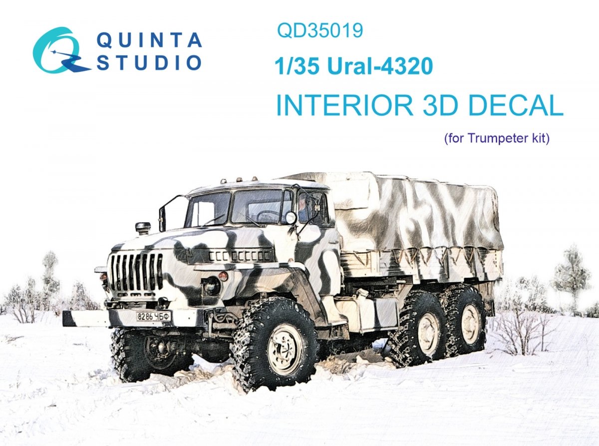Quinta Studio QD35019 Ural-4320 3D-Printed &amp; colored Interior on decal paper ( Trumpeter ) 1/35