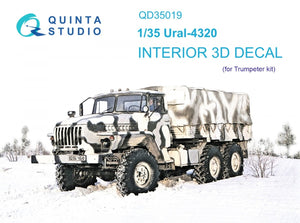 Quinta Studio QD35019 Ural-4320 3D-Printed &amp;amp; colored Interior on decal paper ( Trumpeter ) 1/35