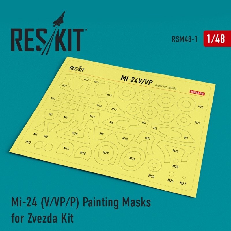 RESKIT RSM48-0001 Mi-24 (V/VP/P) Masques de peinture pour Zvezda Kit 1/48 
