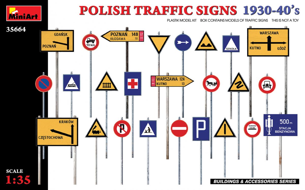 MiniArt 35664 PANNEAUX DE SIGNALISATION ROUTIÈRE POLONAIS ANNÉES 1930-40 1/35