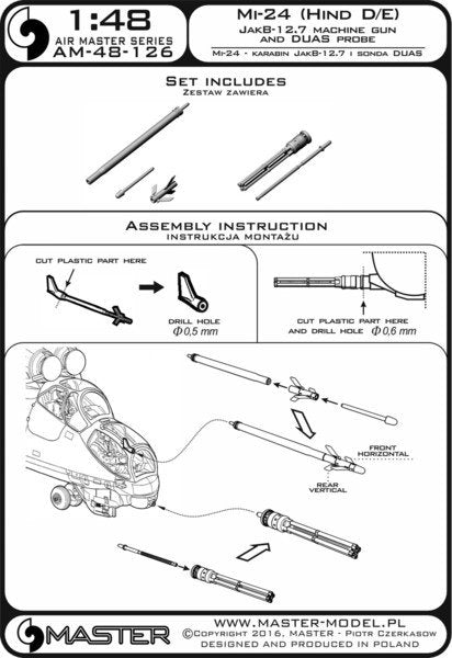 Master AM-48-126 Mi-24 (Hind D/E) - JakB-12.7 machine gun barrel and DUAS probe (metal and resin parts) 1/48 – image 16