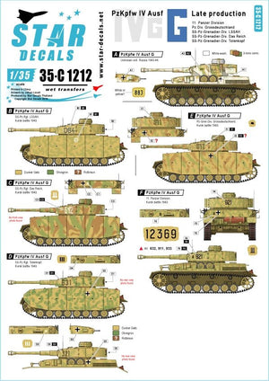 Star Decals 35-C1212 PzKpfw IV Ausf G - Production tardive 1/35