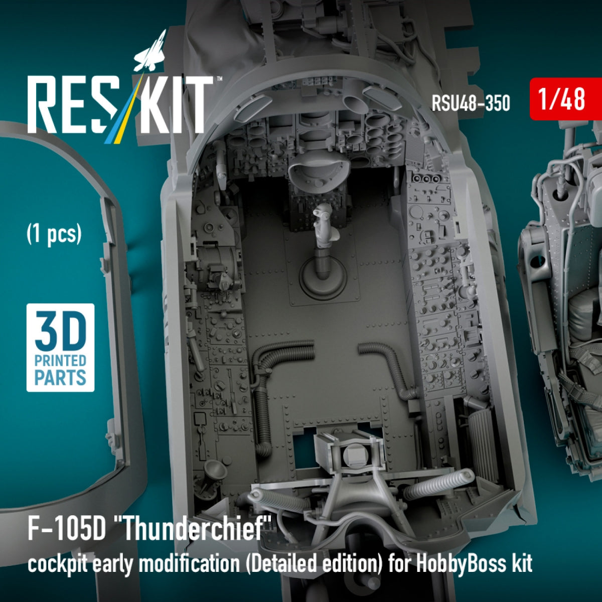 RESKIT RSU48-0350 F-105D &amp;quot;Thunderchief&amp;quot; cockpit early modification (Detailed edition) for HobbyBoss kit (3D Printed) 1/48 – image 3