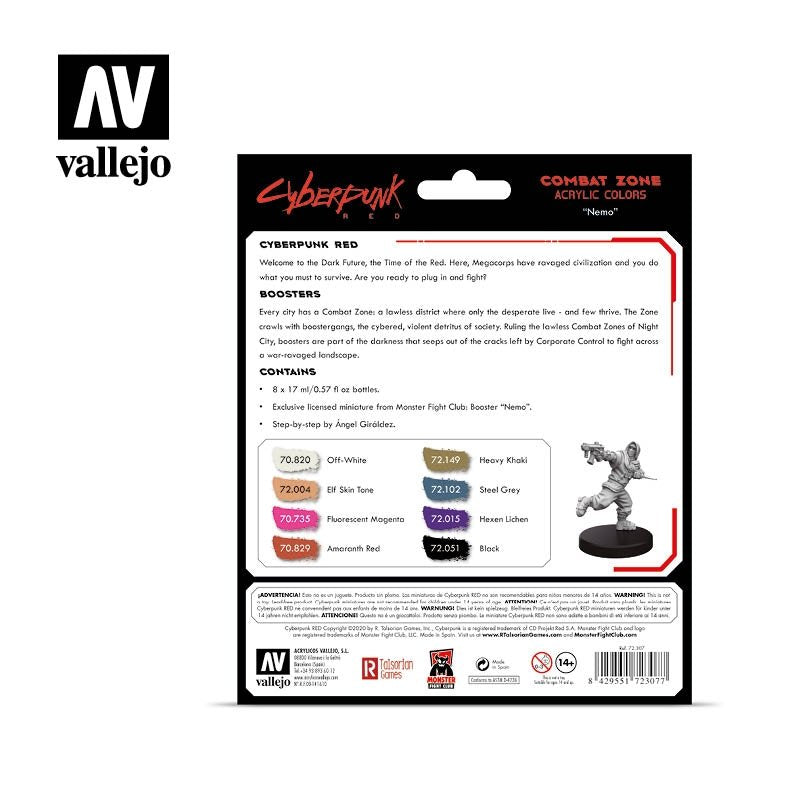 Vallejo 72307 Cyberpunk RED Combat Zone Paint Set 8x17ml – image 2