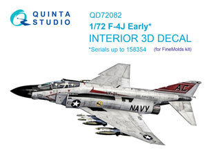 Quinta Studio QD72082 F-4J Early 3D-Printed &amp;amp; colored Interior on decal paper (Fine Molds) 1/72