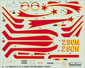 ModelMaker Decals D48171 Belgian F-16AM 75 Years 2ND Squadron &amp;quot;Comet&amp;quot; 1/48 – Bild 2