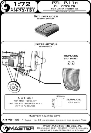Master AM-72-151 PZL P.11c - oil cooler (Arma Hobby Kit) 1/72 – image 8