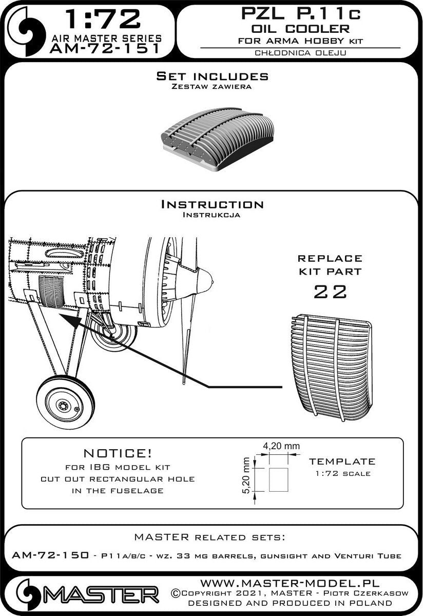 Master AM-72-151 PZL P.11c - oil cooler (Arma Hobby Kit) 1/72 – image 8