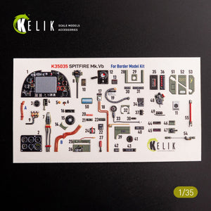 KELIK K35035 Spitfire Mk.VB - interior 3D decals for Border Models kit 1/35
