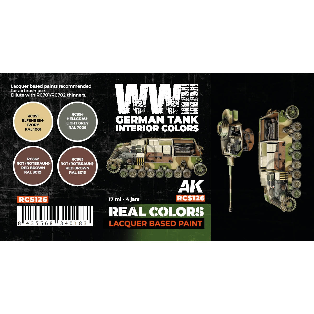 AK Interactive RCS126 WWII German Tank Interior Colors 4x17ml – image 2