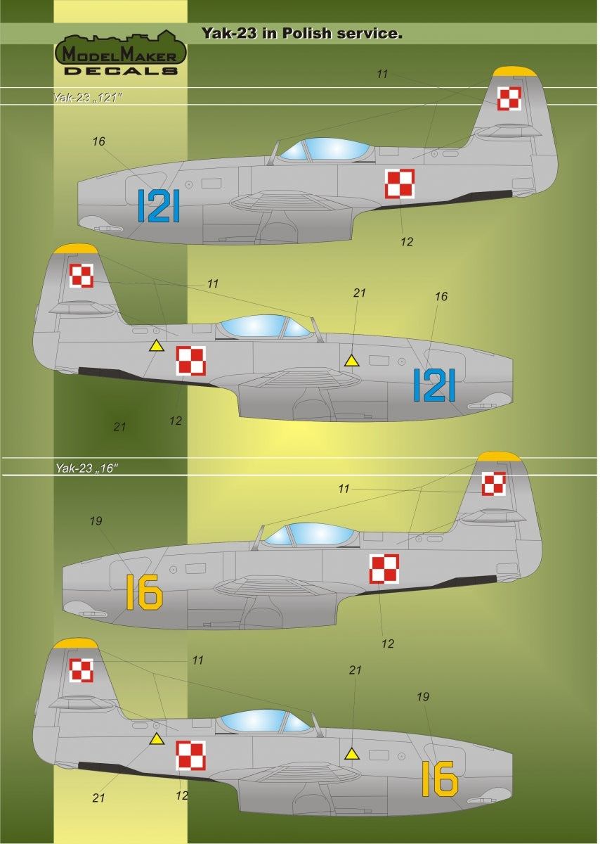 ModelMaker Decals D48019 Yak-23 in Polish service 1/48 – obrázek 4