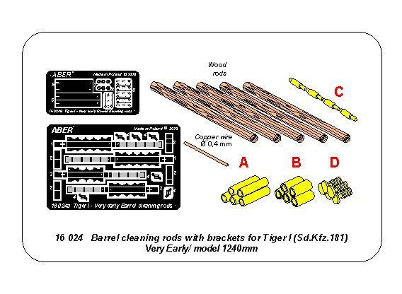 Aber 16024 Barrel Cleaning Rod Set for Tiger I Early Model 1240mm 1/16