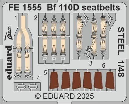 Eduard FE1555 Bf 110D seatbelts STEEL EDUARD 1/48