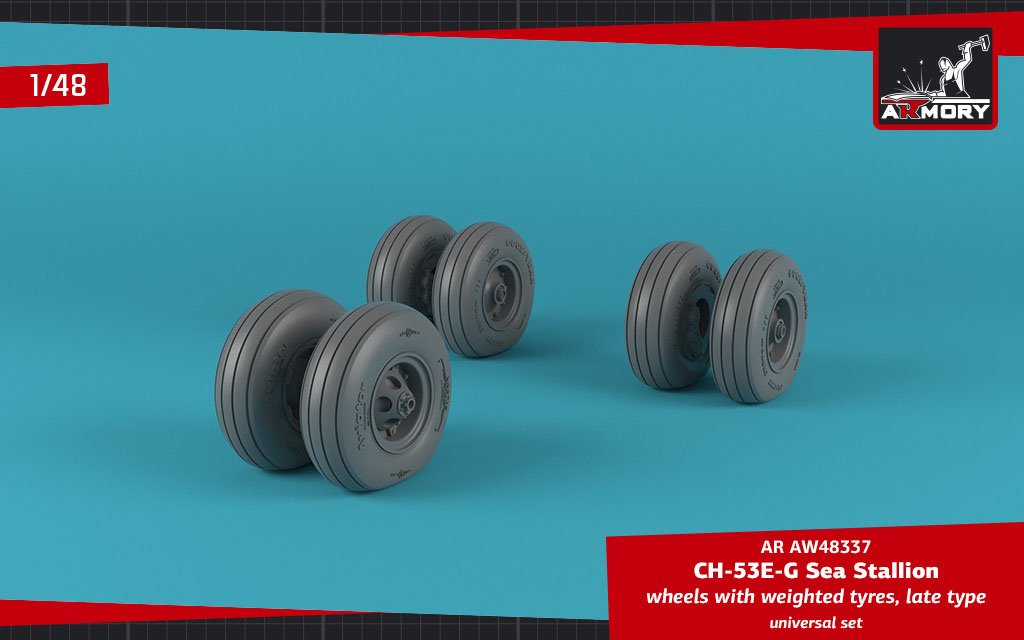 Armory Models AW48337 CH-53 Sea Stallion wheels w/ weighted tires, late 1/48 – obrázek 3
