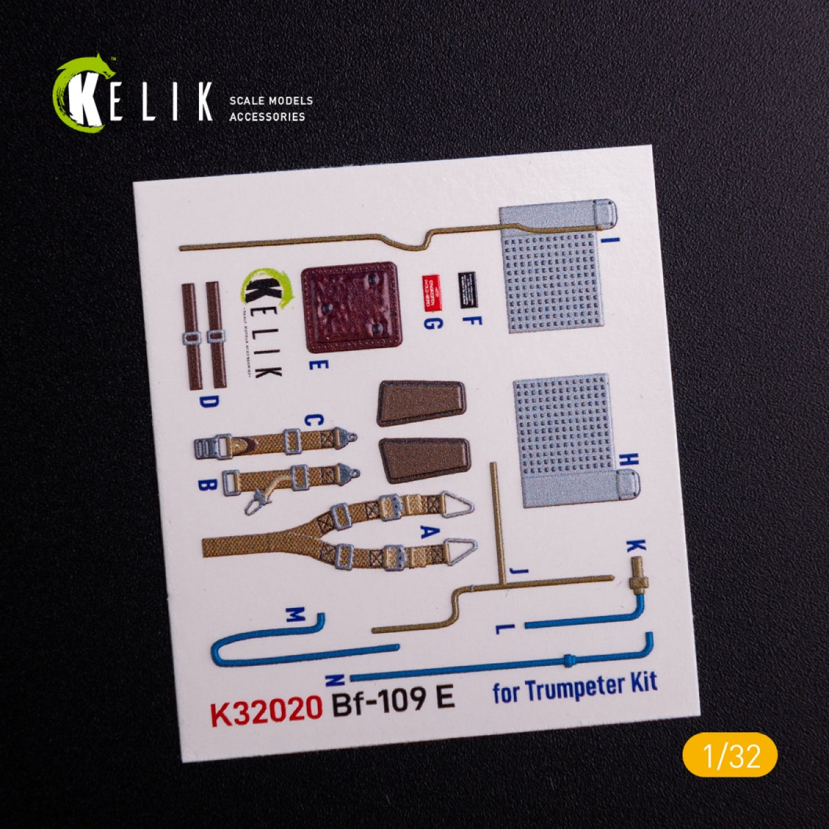 KELIK K32020 BF-109 E - Interior 3D Decal with 3D printed parts for Trumpeter kit 1/32 – Bild 2