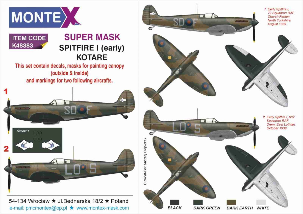 Montex K32383 SPITFIRE I EARLY for KOTARE 1/32