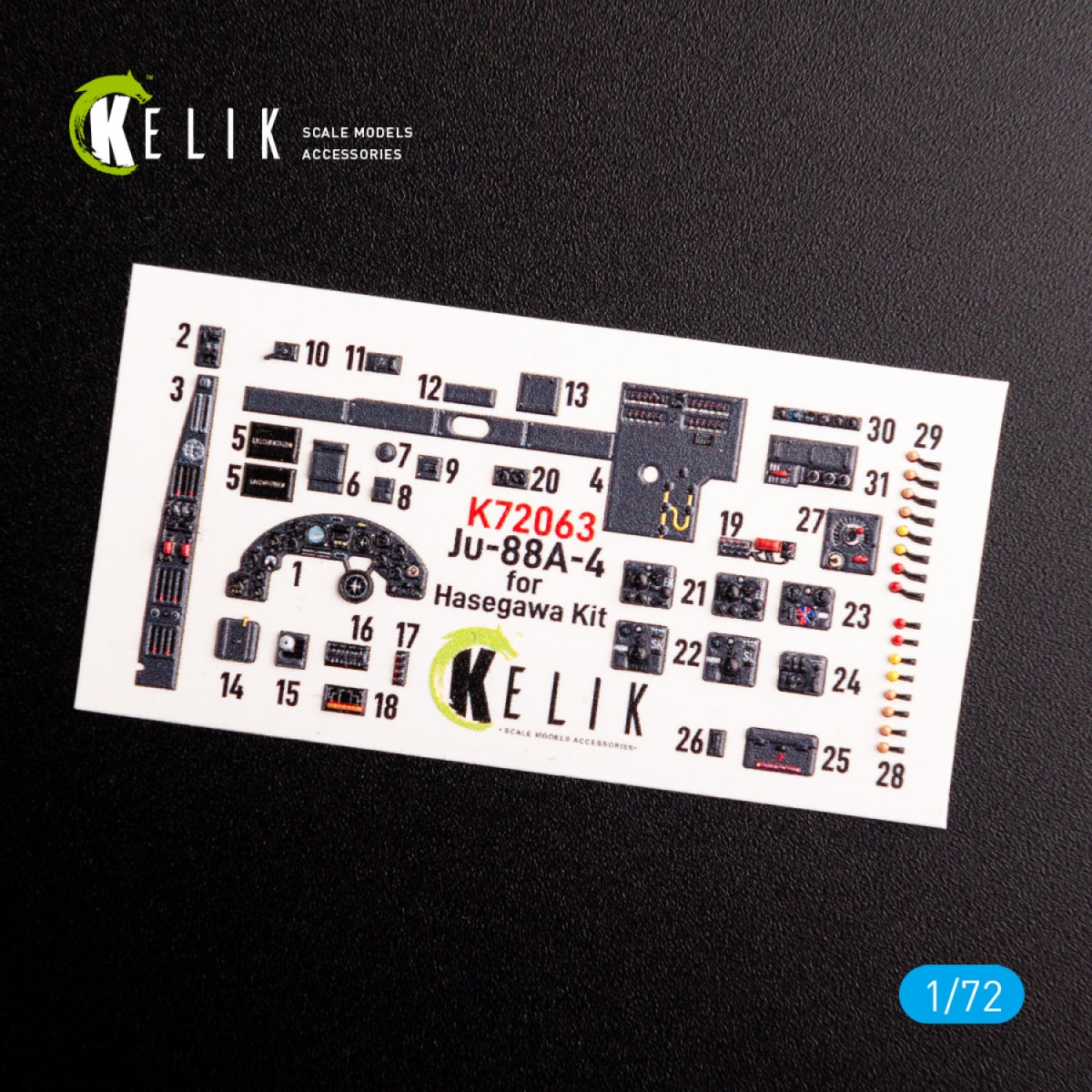 KELIK K72063 Junkers JU 88 A-4 interior 3D decals for Hasegawa kit 1/72 – zdjęcie 3
