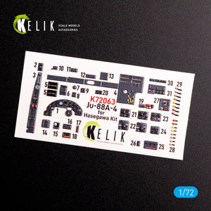 KELIK K72063 Junkers JU 88 A-4 interior 3D decals for Hasegawa kit 1/72 – zdjęcie 3