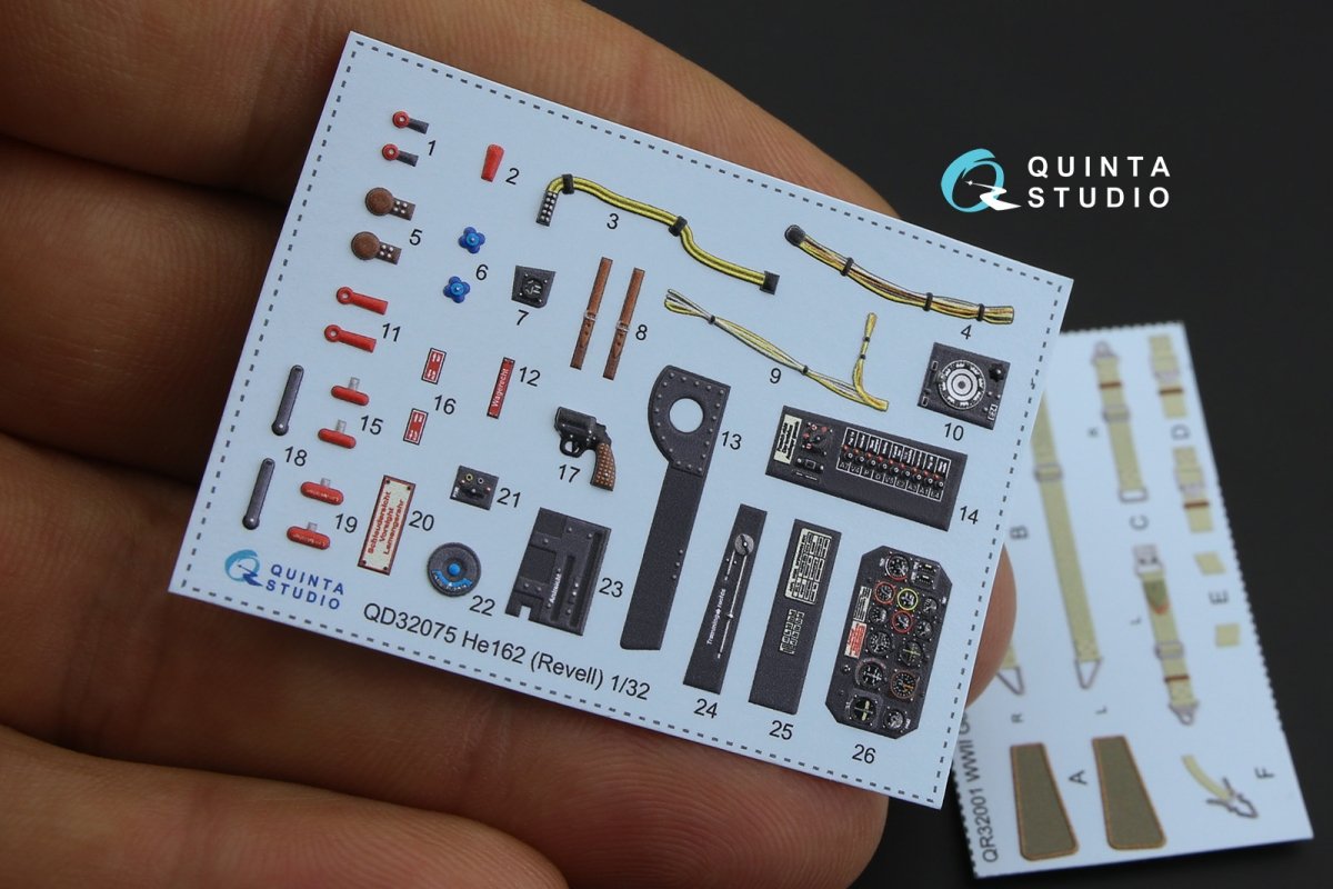 Quinta Studio QD32075 He 162 3D-Printed &amp;amp; colored Interior on decal paper (for Revell kit) 1/32 – image 2