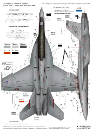 HobbyDecal AL72009V1 F/A-18F Black Aces 2008-2009 1/72 – imagen 4