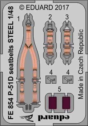 Ceintures de sécurité Eduard FE854 P-51D STEEL AIRFIX 1/48