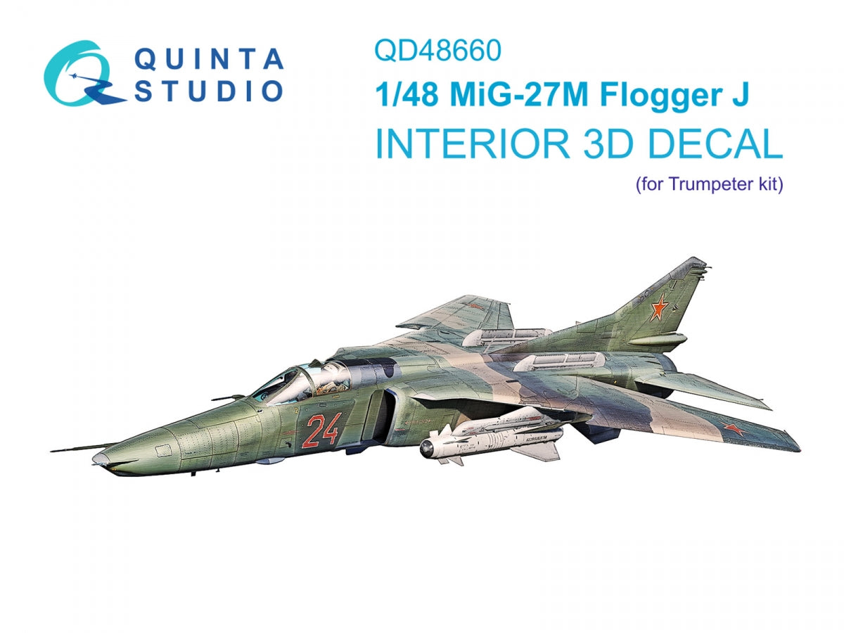 Quinta Studio QD48660 MiG-27M Flogger-J 3D-Printed & coloured Interior on decal paper (Trumpeter) 1/48