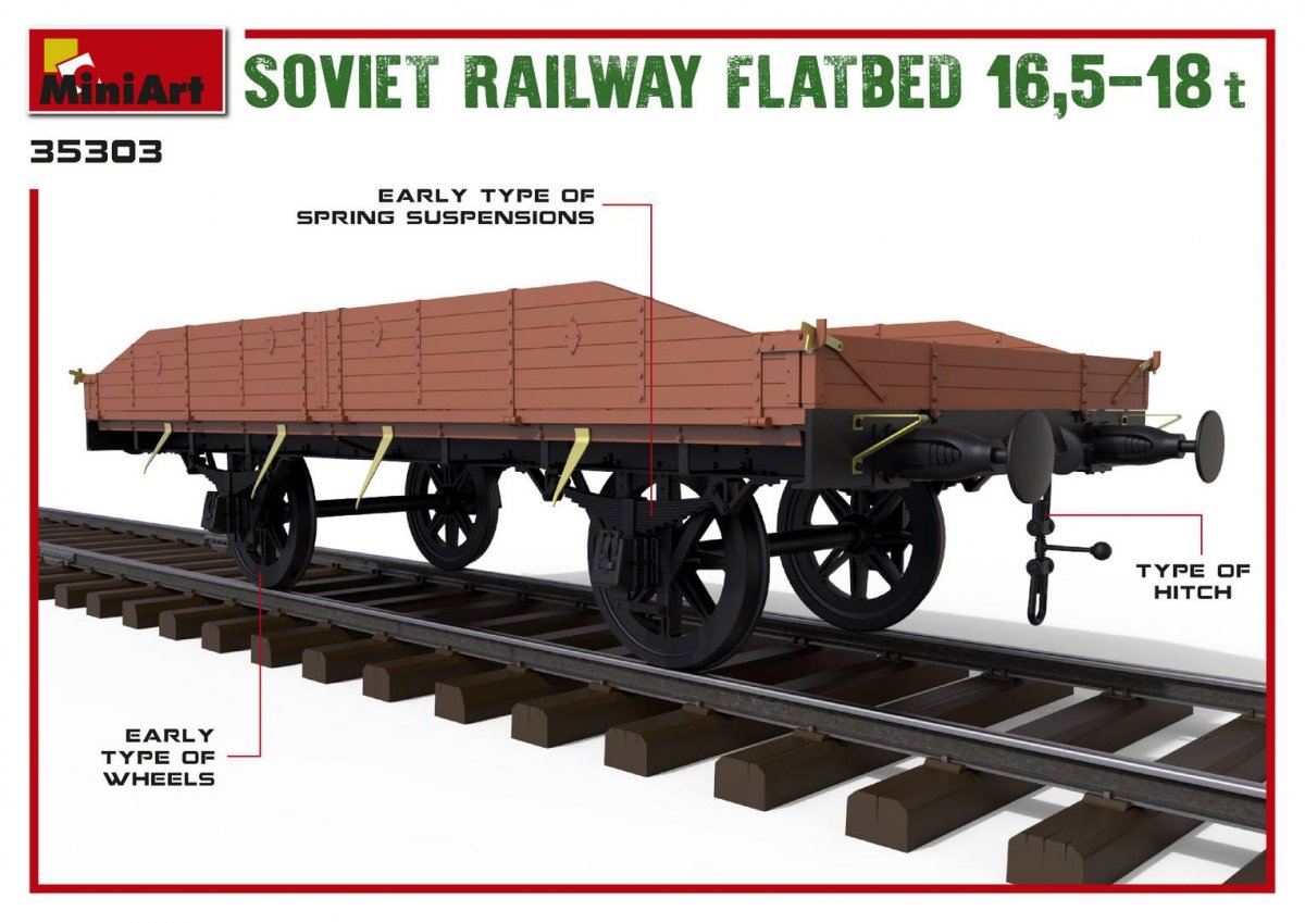 MiniArt 35303 Soviet Railway Flatbed 16.5-18t (1/35) – immagine 4