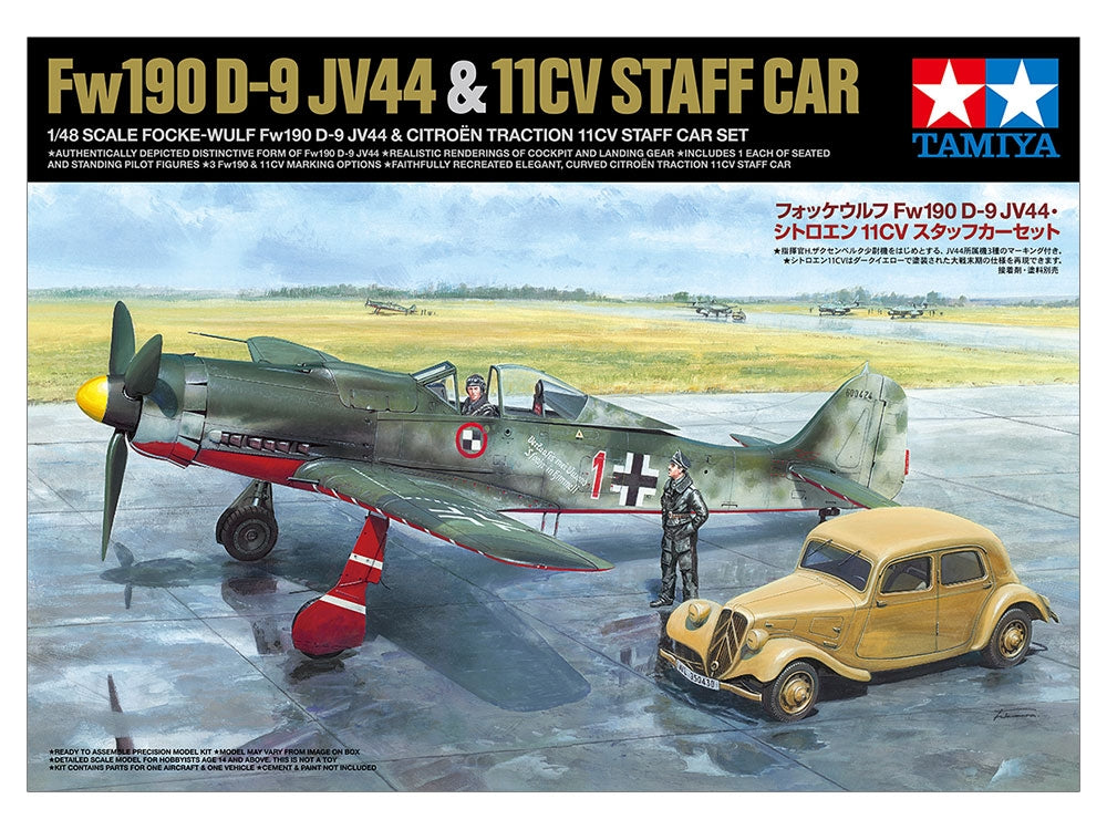 Tamiya 25213 Focke-Wulf Fw190 D-9 JV44 &amp;amp; Citroen 11CV Staff Car Set 1/48 – Bild 2