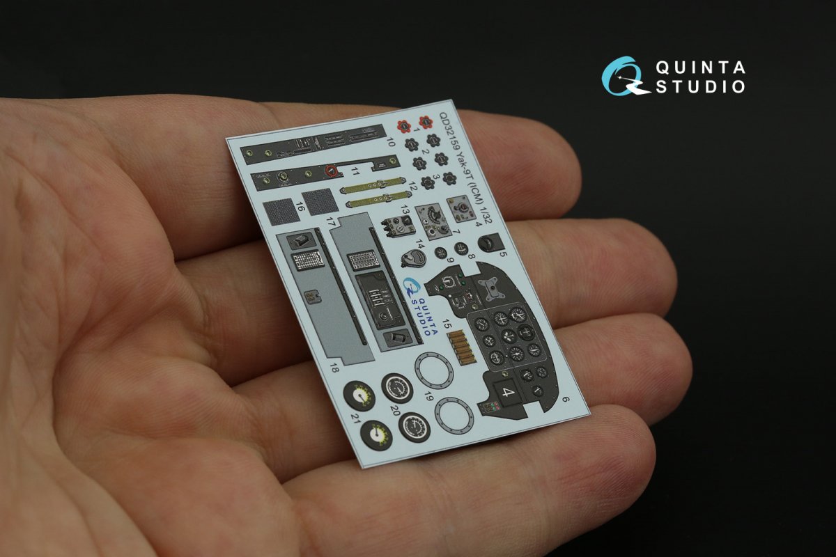 Quinta Studio QD32159 Yak-9 T/K 3D-Printed &amp;amp; colored Interior on decal paper (ICM) 1/32 – obrázek 10