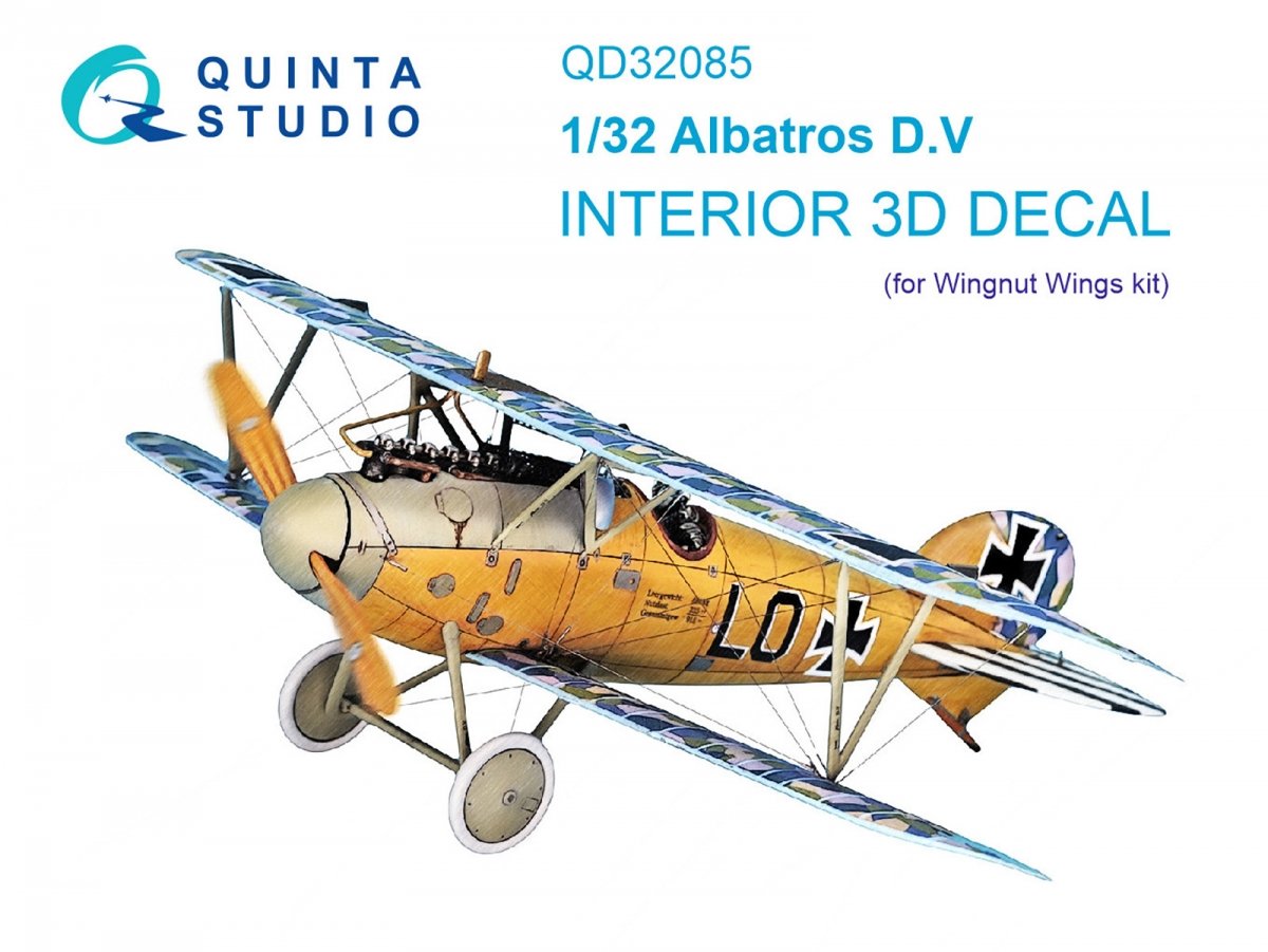 Quinta Studio QD32085 Albatros DV 3D-Printed &amp; colored Interior on decal paper (Wingnut Wings) 1/32