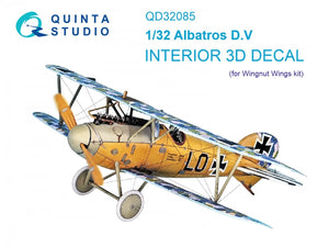 Quinta Studio QD32085 Albatros DV 3D-Printed &amp;amp; colored Interior on decal paper (Wingnut Wings) 1/32