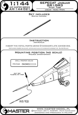 Master AM-144-021 SEPECAT Jaguar GR1/GR3 - Pitot Tube (1/144) – obrázek 3