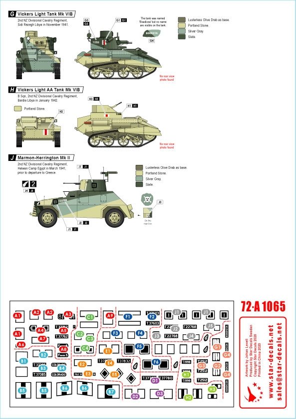 Star Decals 72-A1065 ANZAC # 2. New Zealand and Australian tanks and AFVs in Africa and Middle East WW2. 1/72 – Bild 2
