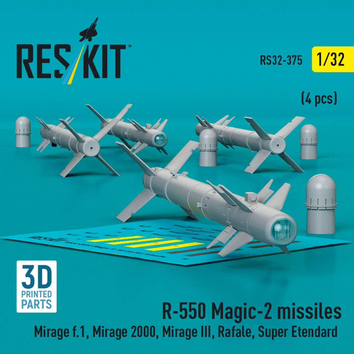 RESKIT RS32-0375 R.550 &amp;quot;Magic-2&amp;quot; missiles (4 pcs) (3D Printed) 1/32 – image 2