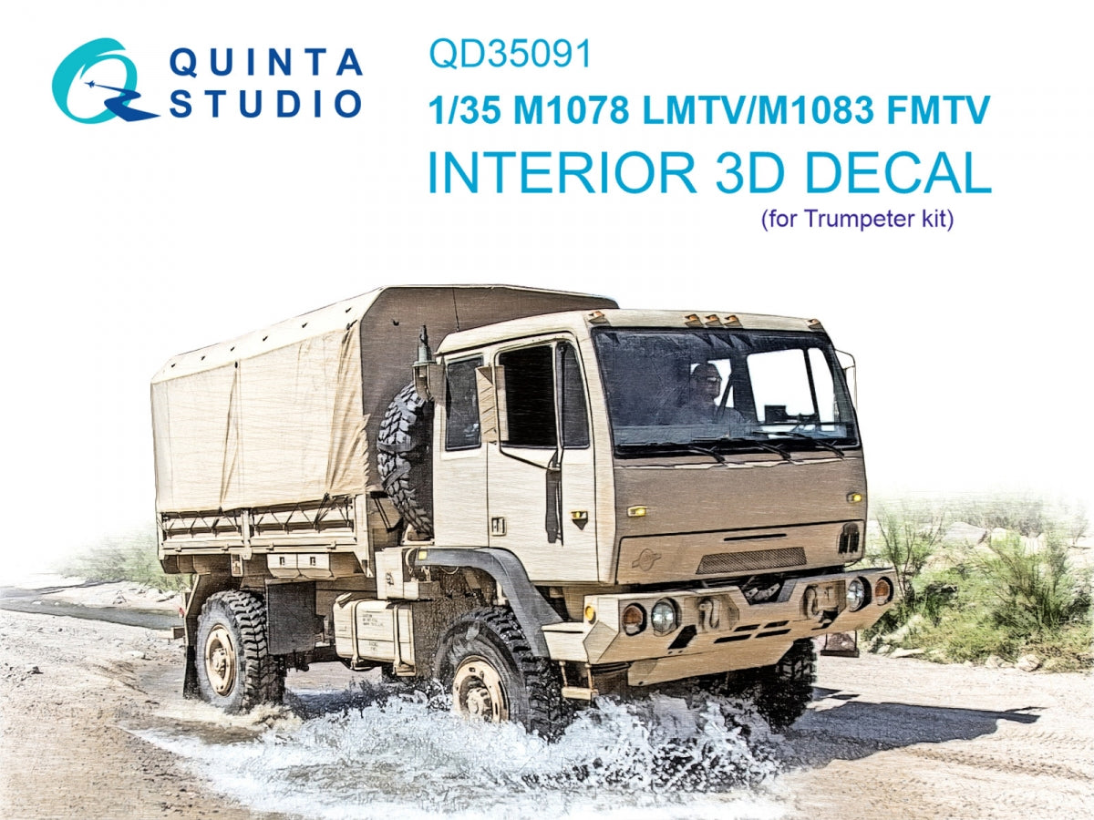 Quinta Studio QD35091 M1078 LMTV &amp;amp; M1083 FMTV 3D-Printed &amp;amp; colored Interior on decal paper (Trumpeter) 1/35