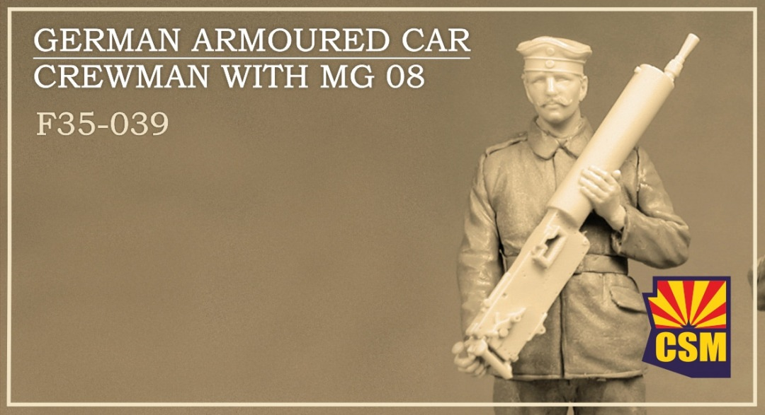Modèle réduit Copper State Models F35-039 : Membre d'équipage d'une voiture blindée allemande avec mitrailleuse MG 08, échelle 1/35