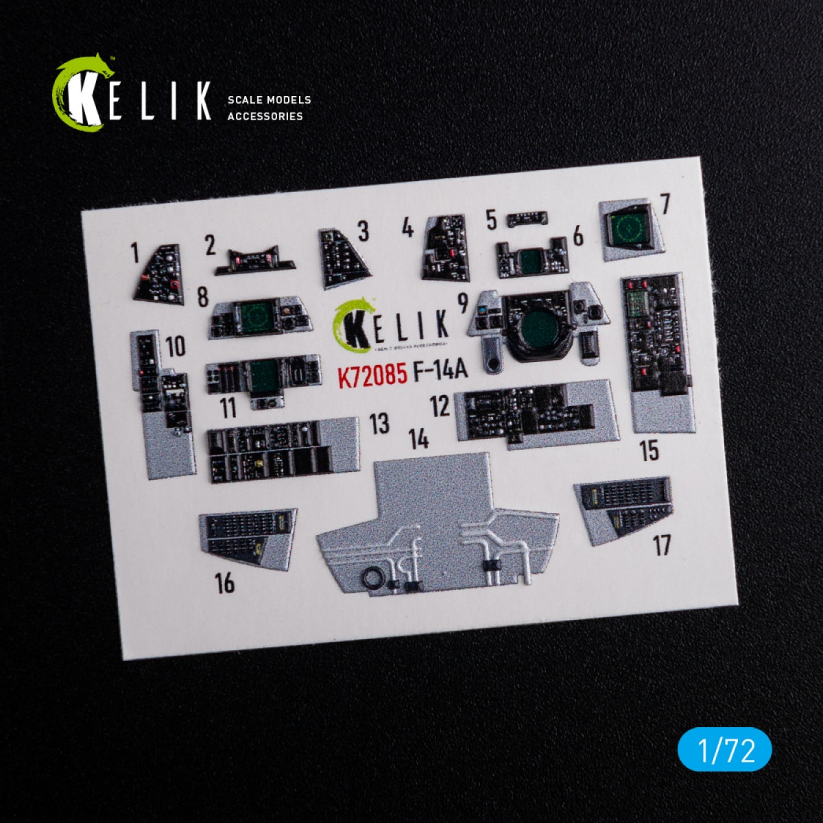 KELIK K72085 F-14A Tomcat - interior 3D decals for Hasegawa kit 1/72 – imagen 3