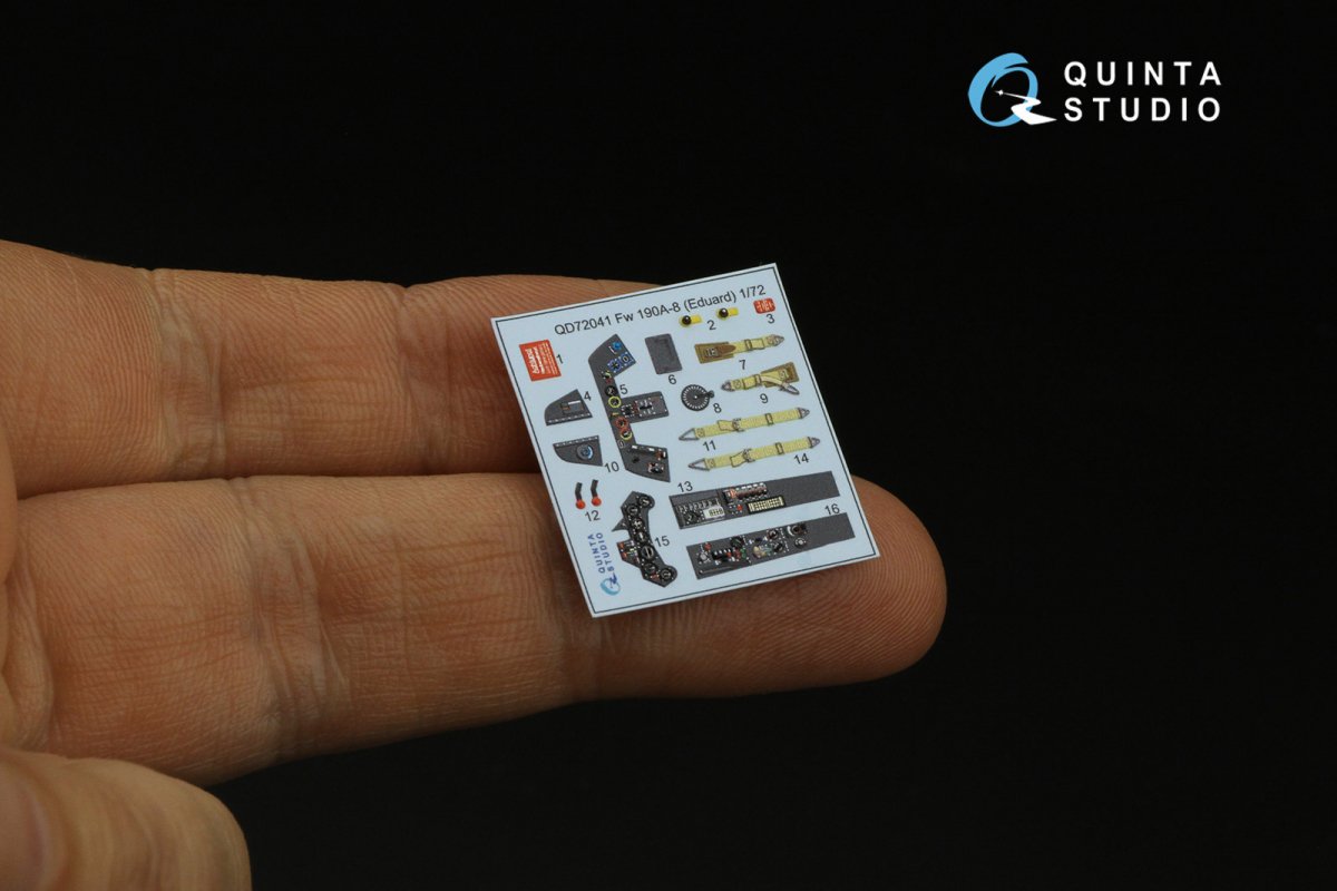Quinta Studio QD72041 Fw 190A-8 3D-Printed &amp;amp; colored Interior on decal paper (Eduard) 1/72 – image 3
